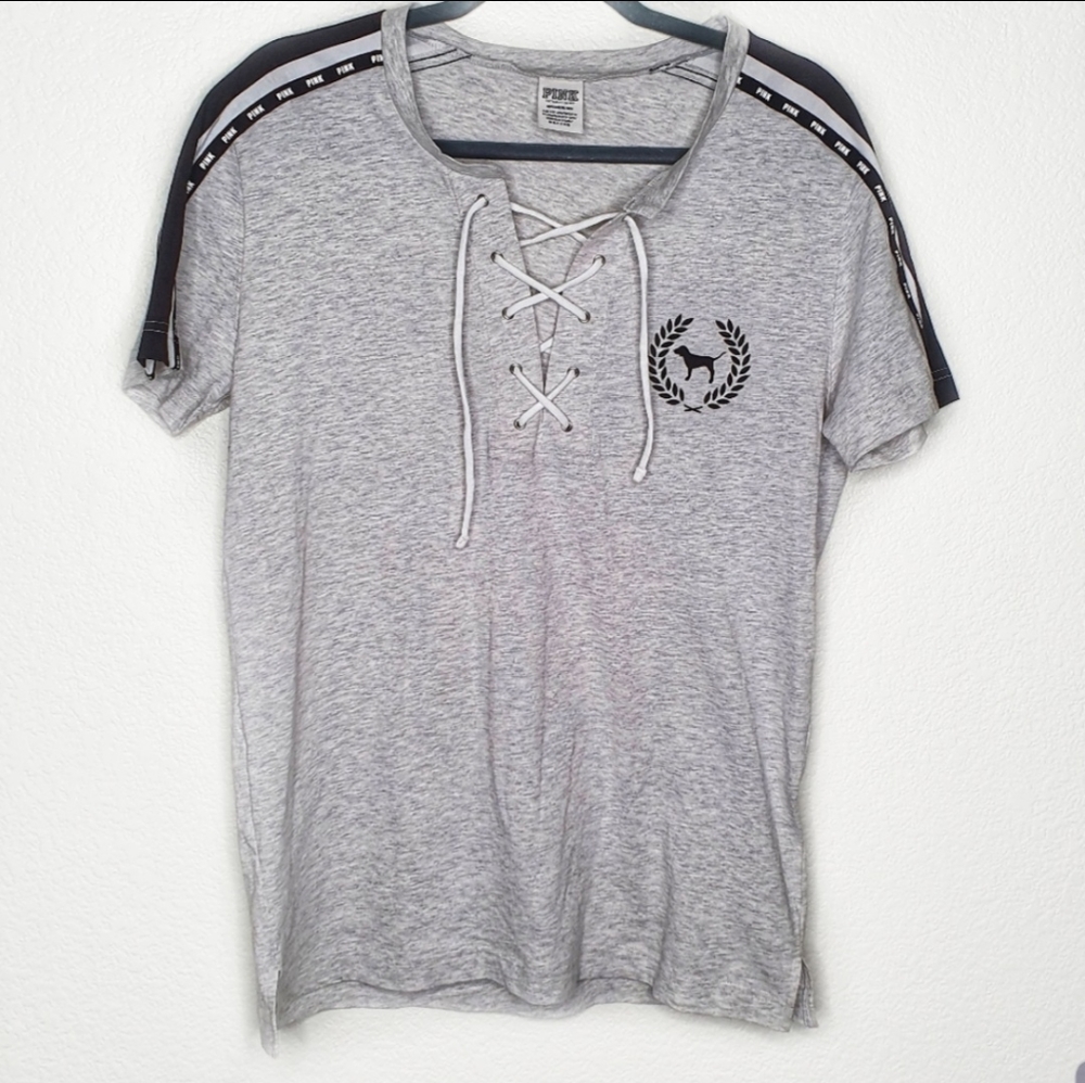 3/$30 NWOT Pink Lace Up Tee Shirt